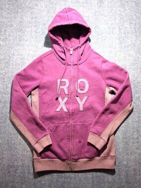 Roxy Women's Lg Mauve/Purple Full zip up Heavier Cotton/Poly Blend Hoodie